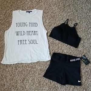 Black Sports Bra with Mesh Detail on front/back